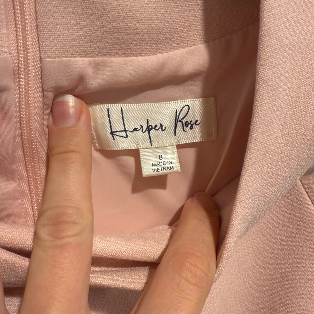 Harper Rose Blush A Line Roll Neck Dress - Picture 5 of 7